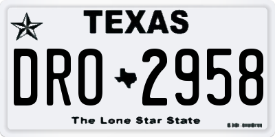 TX license plate DRO2958