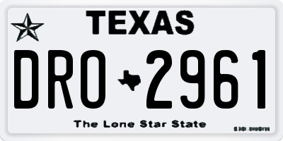 TX license plate DRO2961
