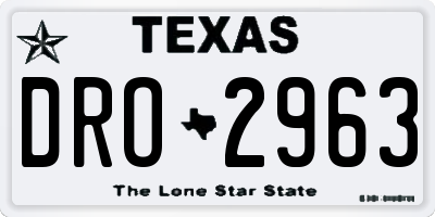 TX license plate DRO2963