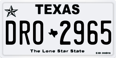 TX license plate DRO2965