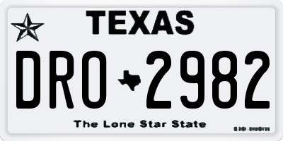 TX license plate DRO2982