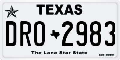 TX license plate DRO2983