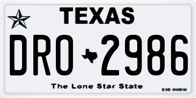 TX license plate DRO2986