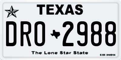 TX license plate DRO2988