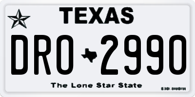TX license plate DRO2990
