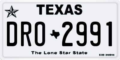 TX license plate DRO2991