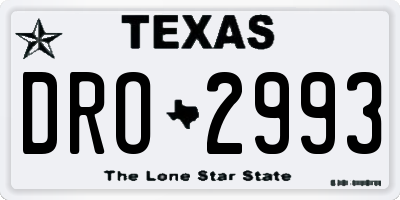 TX license plate DRO2993
