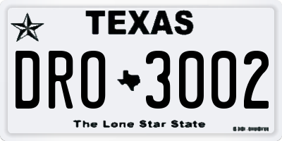 TX license plate DRO3002