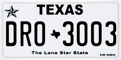 TX license plate DRO3003