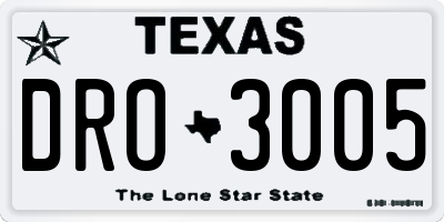 TX license plate DRO3005