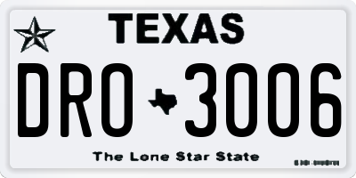 TX license plate DRO3006