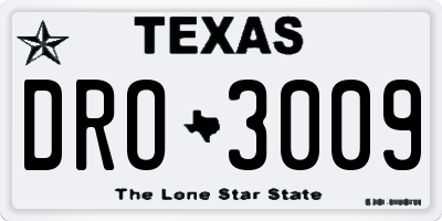 TX license plate DRO3009