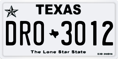 TX license plate DRO3012