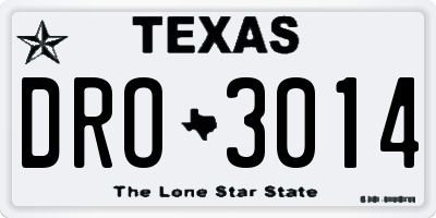 TX license plate DRO3014