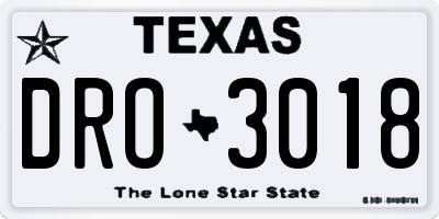 TX license plate DRO3018
