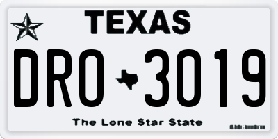 TX license plate DRO3019