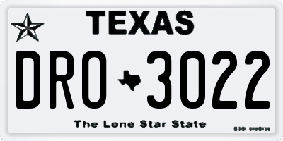 TX license plate DRO3022