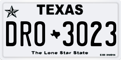 TX license plate DRO3023
