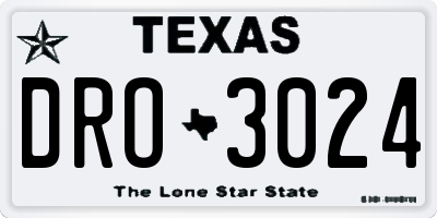 TX license plate DRO3024
