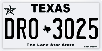 TX license plate DRO3025