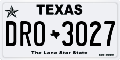 TX license plate DRO3027
