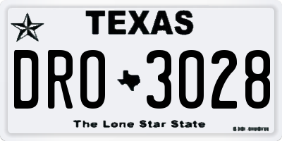 TX license plate DRO3028
