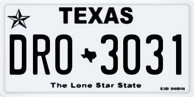 TX license plate DRO3031