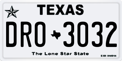 TX license plate DRO3032