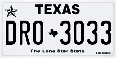 TX license plate DRO3033