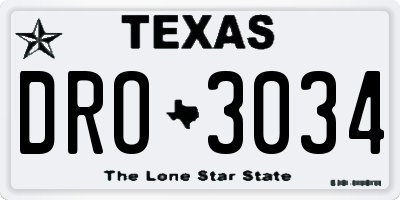 TX license plate DRO3034