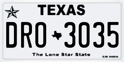 TX license plate DRO3035