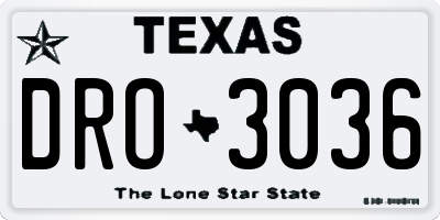 TX license plate DRO3036