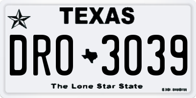 TX license plate DRO3039
