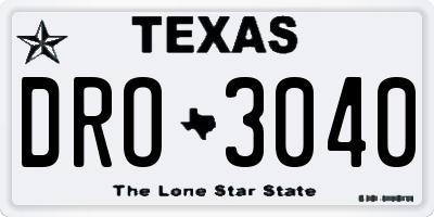 TX license plate DRO3040