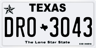 TX license plate DRO3043