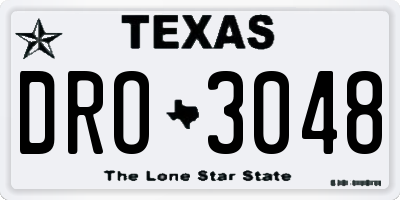 TX license plate DRO3048