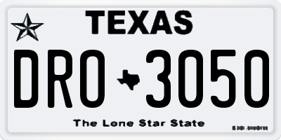 TX license plate DRO3050