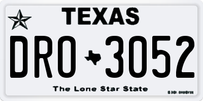 TX license plate DRO3052