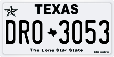 TX license plate DRO3053