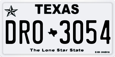 TX license plate DRO3054