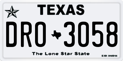 TX license plate DRO3058