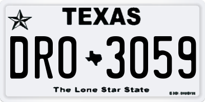TX license plate DRO3059