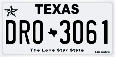 TX license plate DRO3061