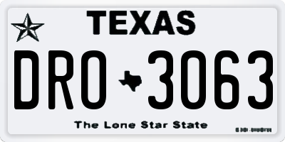 TX license plate DRO3063
