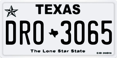TX license plate DRO3065