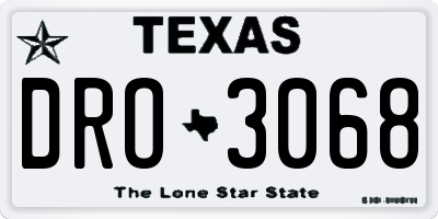 TX license plate DRO3068