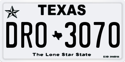 TX license plate DRO3070