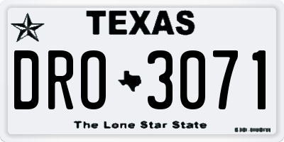 TX license plate DRO3071