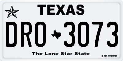 TX license plate DRO3073