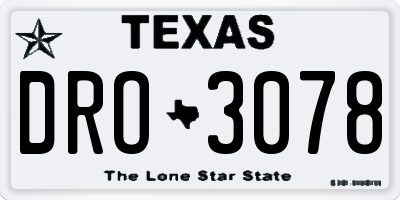 TX license plate DRO3078